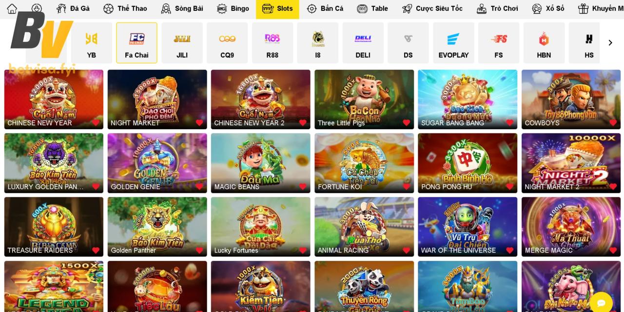 Sảnh chơi Slots Fa Chai mang đến nhiều sự thú vị và ấn tượng